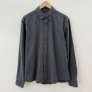 Untuckit Men's Size Medium Grey Long Sleeve Heavy Flannel Button Down Shirt